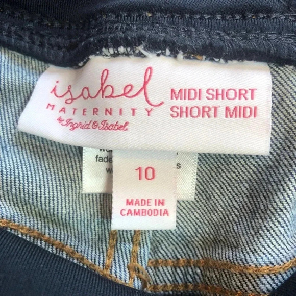 Isabel Maternity By Ingrid & Isabel Over The Belly MIDI Jean Shorts Size Medium - Picture 7 of 13